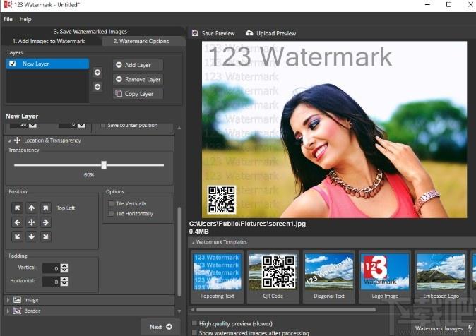 123 Watermark下载,图片批量加水印工具,图像处理,加水印软件