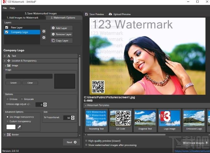 123 Watermark下载,图片批量加水印工具,图像处理,加水印软件