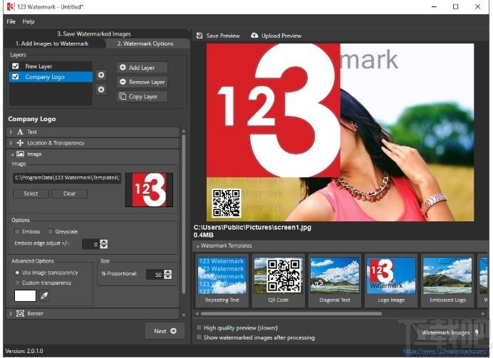 123 Watermark下载,图片批量加水印工具,图像处理,加水印软件
